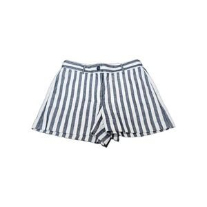 LOFT Blue White Vertical Stripe Shorts Women's Size 6 Tailored Flat Front Cotton
